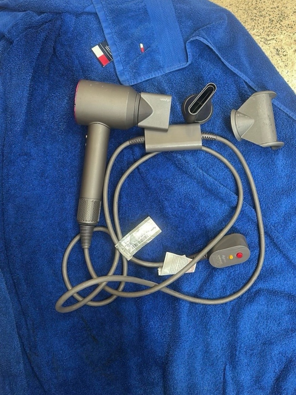 Dyson Hair Dryer in Iron Gray with Pink Trim and 3 Attachments